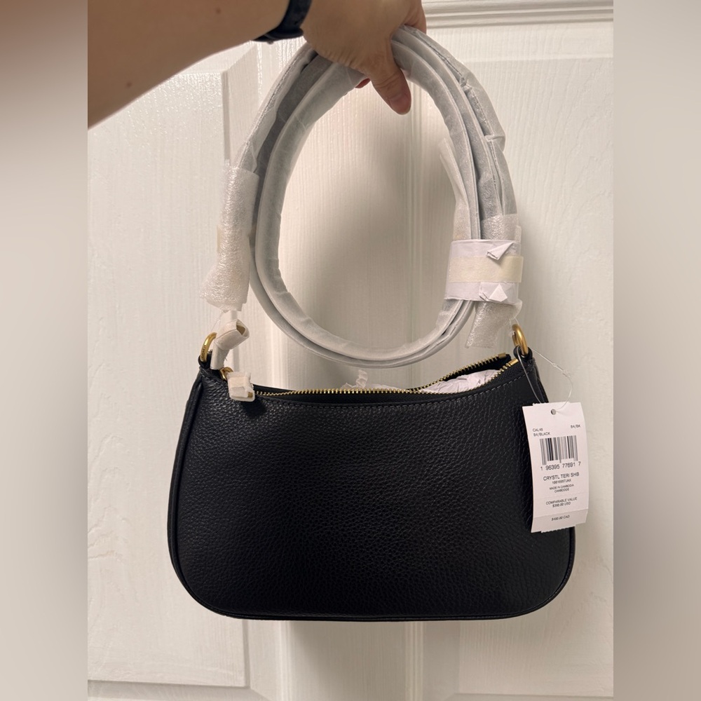 Coach NWT Black Pebbled Leather Teri  With Crystal and matching wristlet - Picture 4 of 11